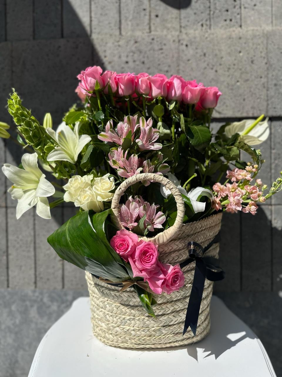 Pink & White Basket