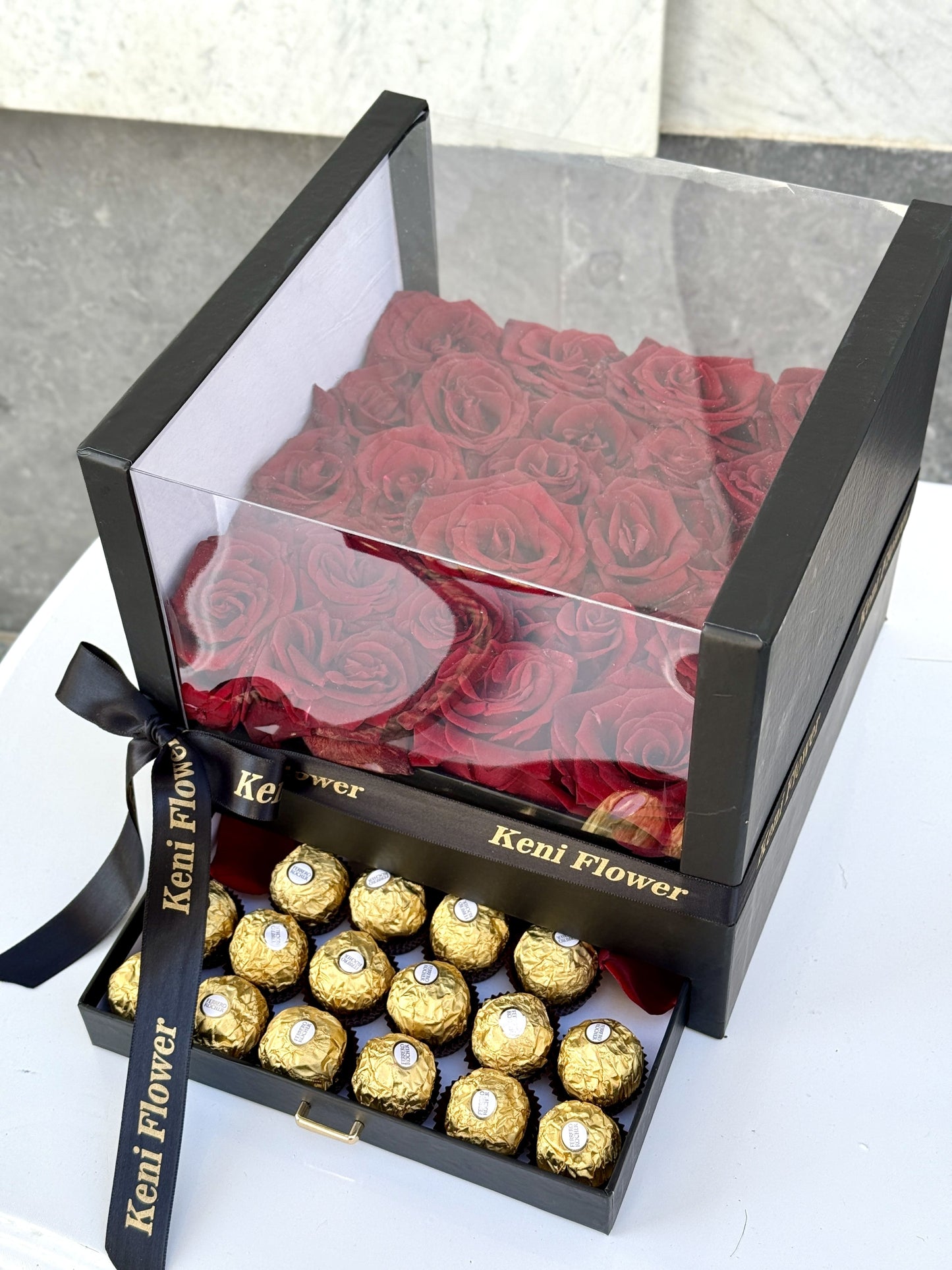 Red Roses Box with Chocolates