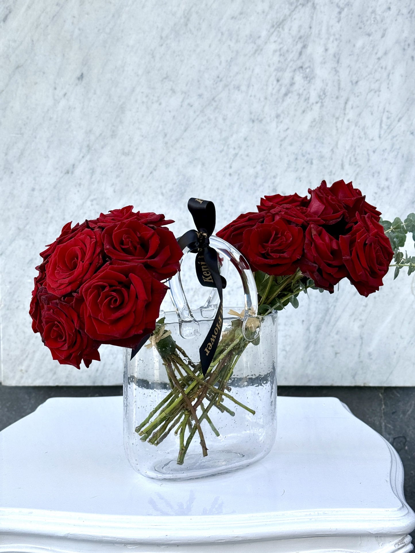 Red Flower Glass Bag