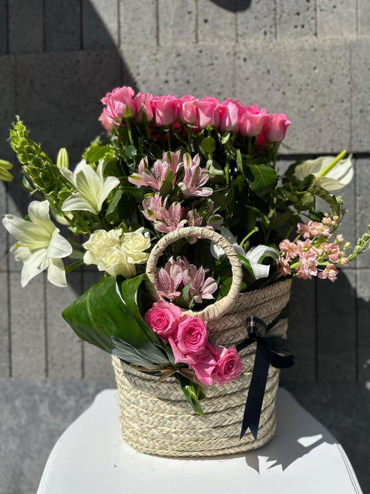 Pink & White Basket