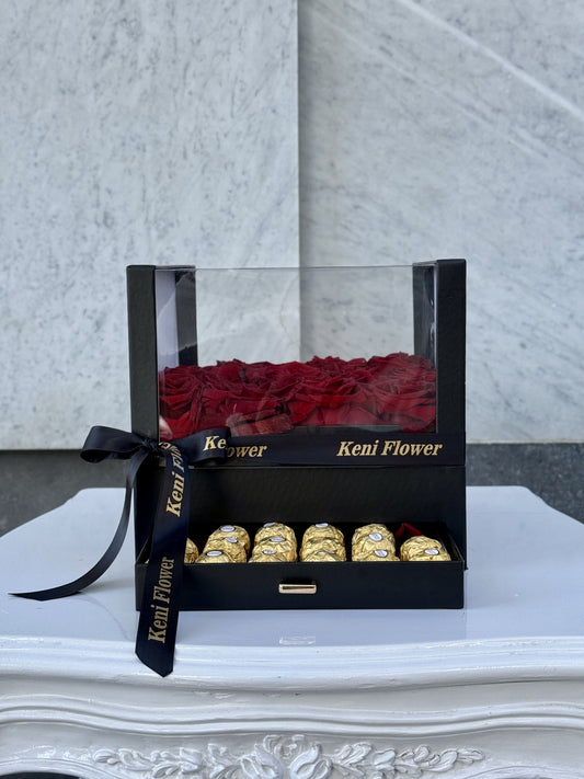 Red Roses Box with Chocolates