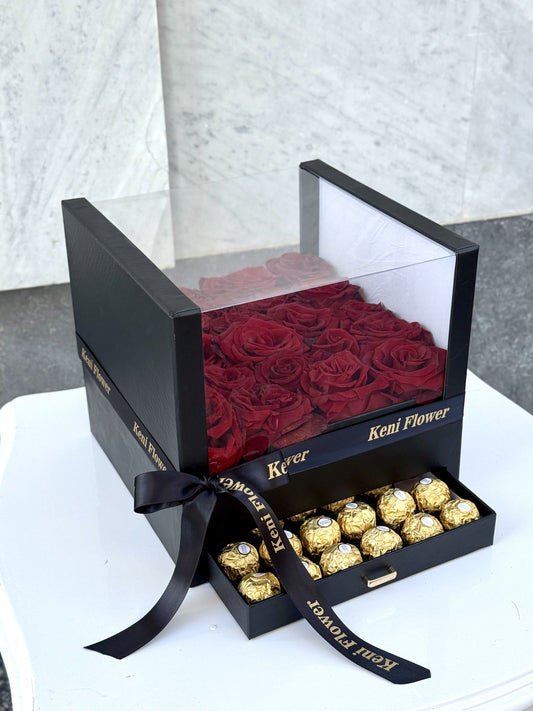 Red Roses Box with Chocolates