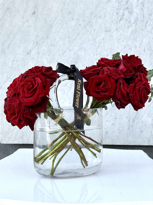 Red Flower Glass Bag