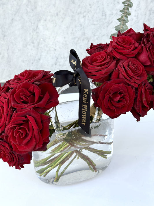 Red Flower Glass Bag