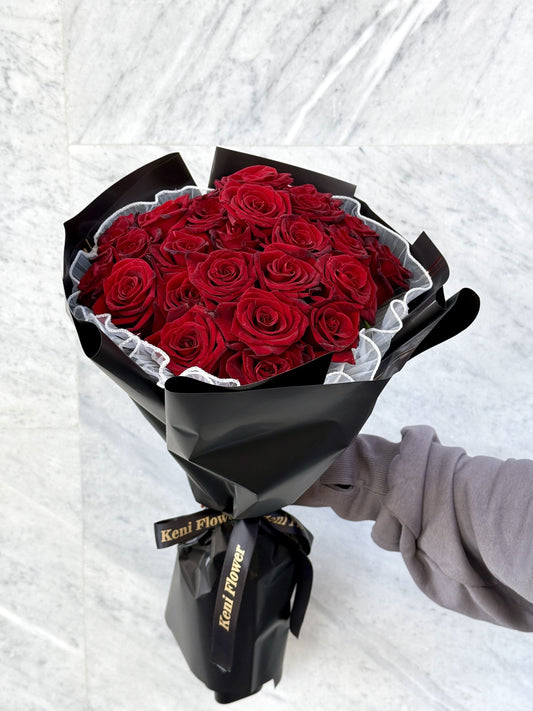 Simple Red Bouquet with Double Wrapping