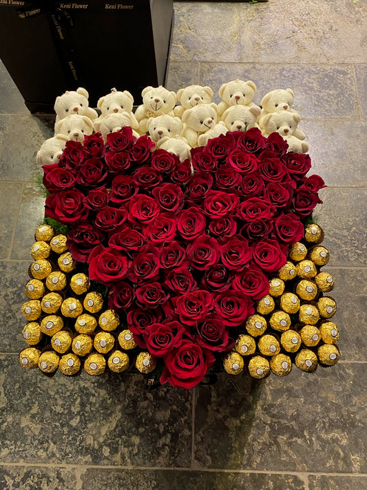 Heart with Chocolate & Teddy Bears